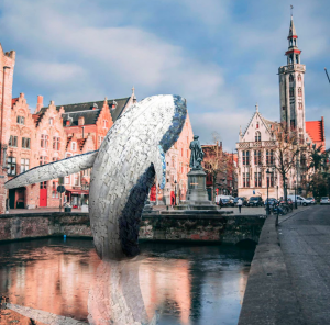 artivisme environnement pollution plastique baleine bruges