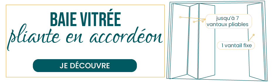 Baie vitrée pliante en bois aluminium - porte pliante en accordéon