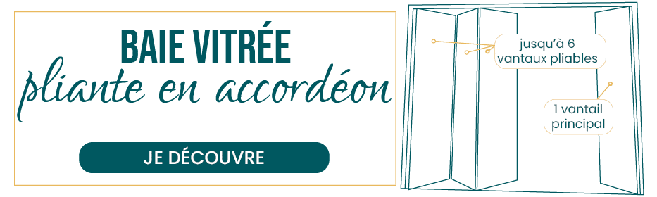 Baie vitrée pliante en bois aluminium - porte pliante en accordéon