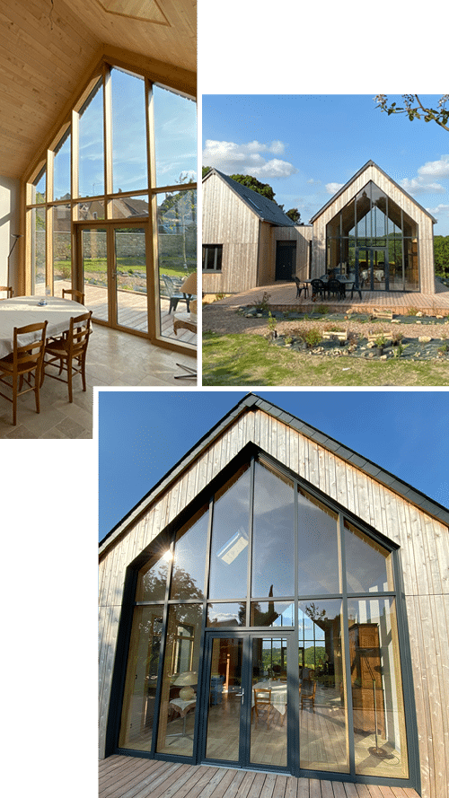 minco mur rideau vitré sur façade d'une maison